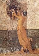 Jeune fille disposant des fleurs dans un vase (mk32) Osman Hamdy Bey